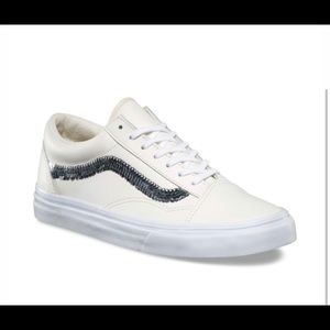 White leather Old Skool Vans w/ silver sequins
